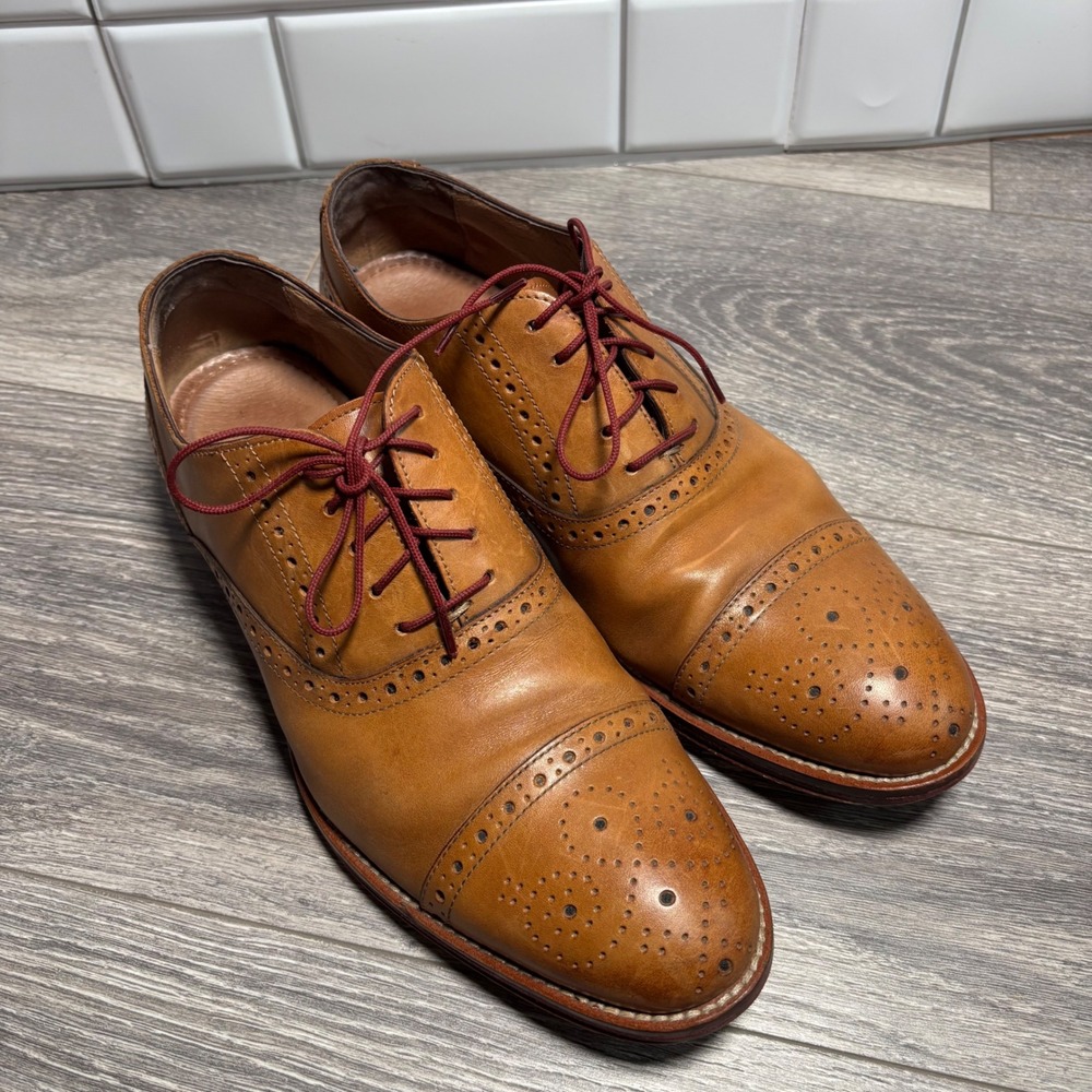 Johnston & Murphy‎ Mens Wingtip Oxford Dress Shoes Leather Brown Size 8M - Picture 2 of 11